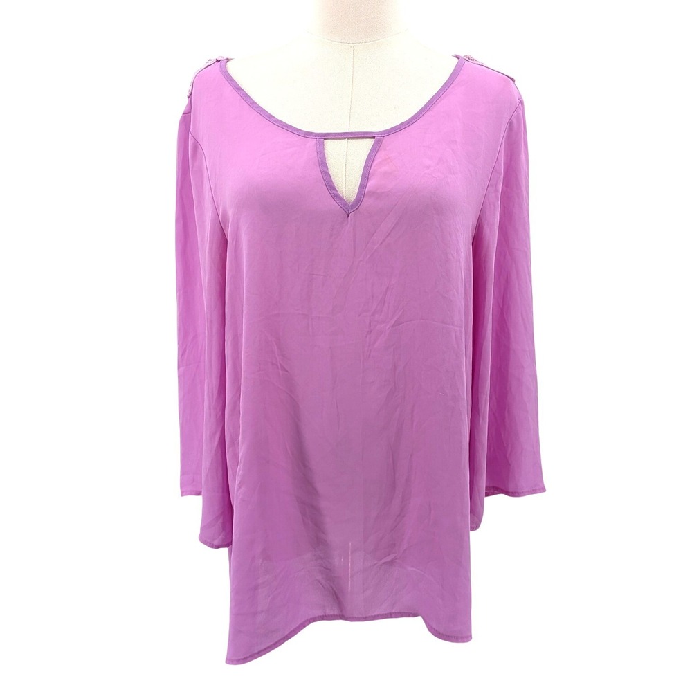 Boho Lace Back Blouse Flowy Lightweight Top Lavender‎ Pink Size M